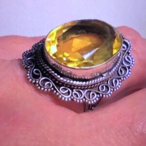 Citrine Stamped 925 Sterling Silver Ring